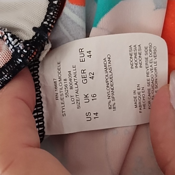 2 PC TANKINI BLACK FLORAL BATHING SUIT SZ 14 - Picture 5 of 8